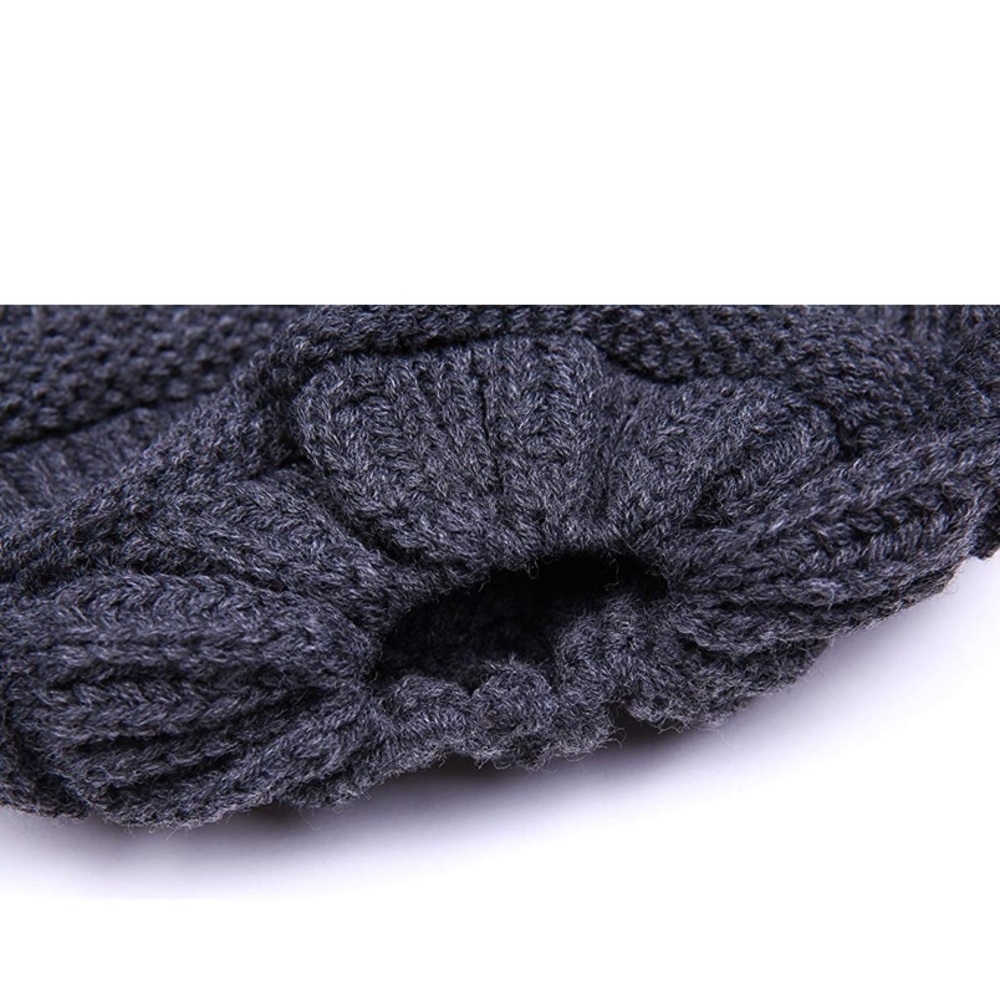 CHARCOAL GREY BUN BEANIE WINTER HAT WOMEN BOUTIQUE - Picture 3 of 3
